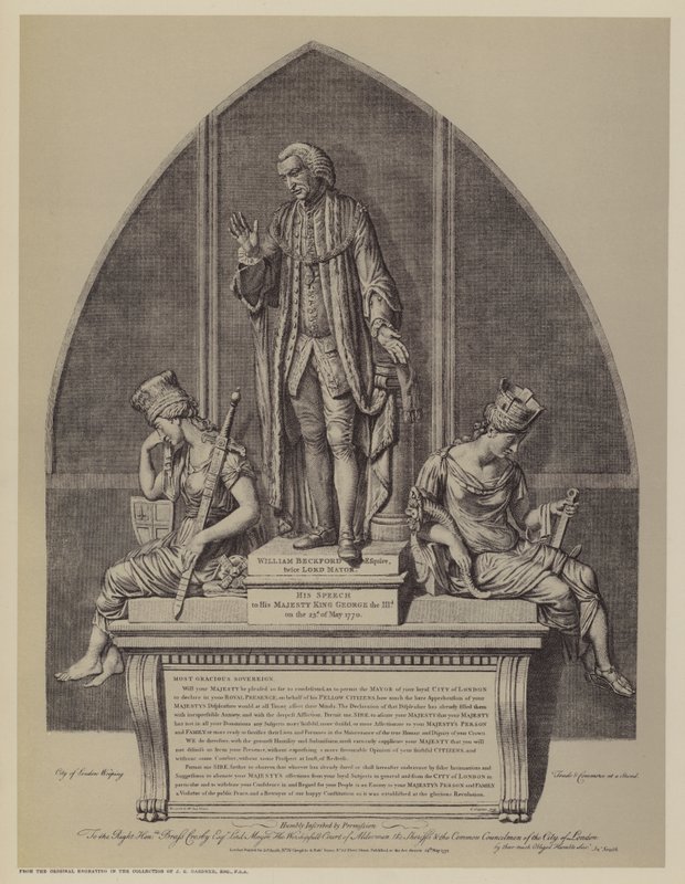 Monumento a William Beckford, dos veces alcalde de Londres, por John Francis Moore, Guildhall, Ciudad de Londres de English School