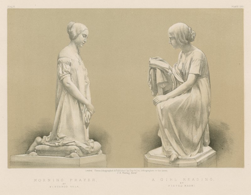 Oración matutina; Una niña leyendo de English School