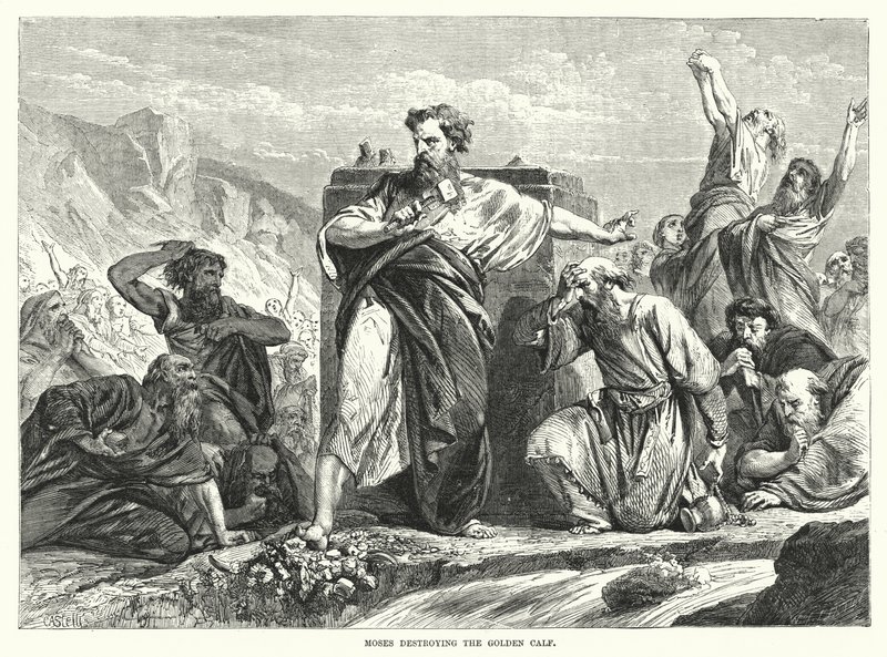 Moisés destruyendo el becerro de oro de English School