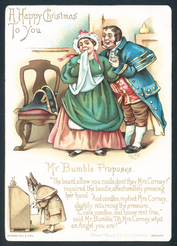 Sr. Bumble y Sra. Corney, Tarjeta de Navidad de English School