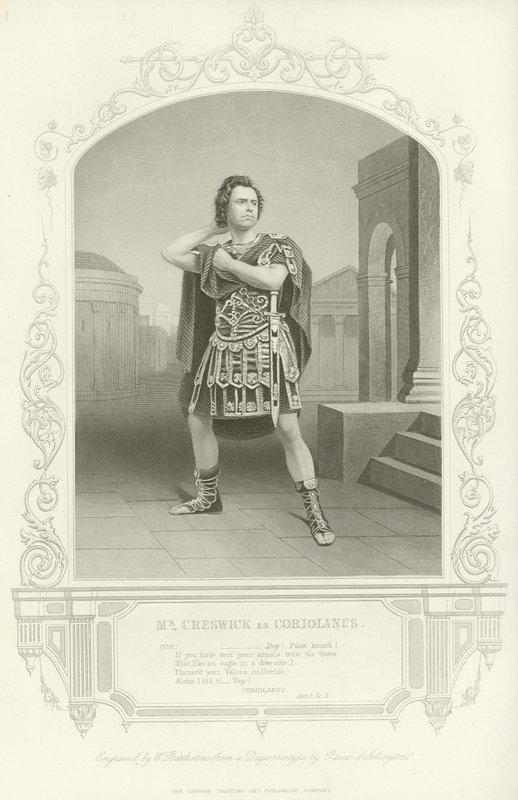 Mr Creswick como Coriolano, Coriolano, Acto V, Escena III de English School