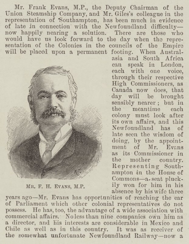 El Sr. F H Evans, MP de English School