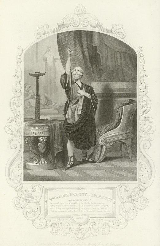 Sr. George Bennett como Apemantus, La gracia de Apemantus, Timón de Atenas, Acto I, escena ii de English School