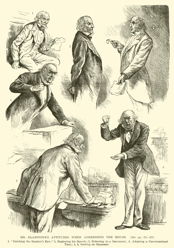 Las Actitudes del Sr. Gladstone al dirigirse a la Cámara de English School