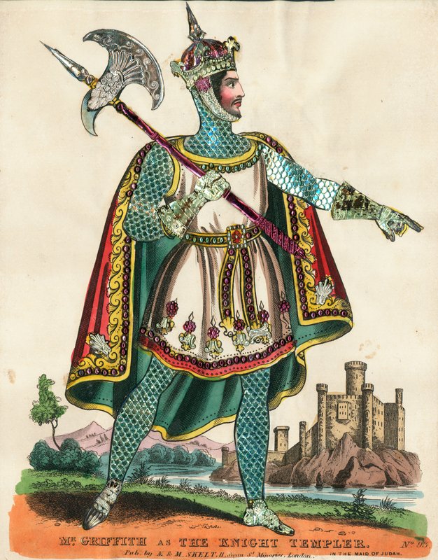 Sr. Griffith como el Caballero Templario en La Doncella de Judá de English School