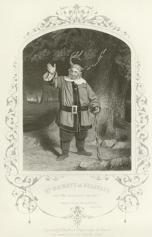 Sr. Hackett como Falstaff, Las alegres comadres de Windsor, Acto V, escena v de English School