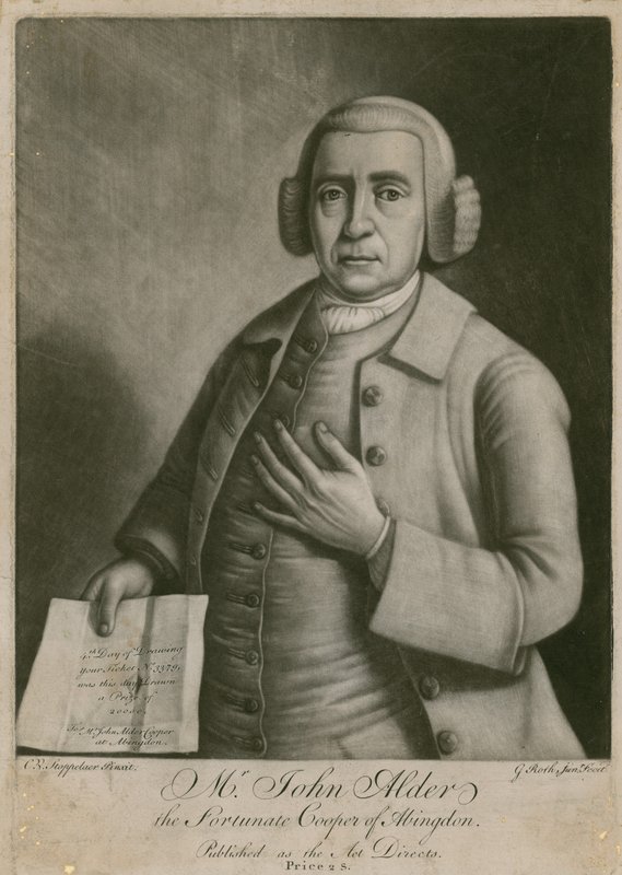 El Sr. John Alder, el afortunado tonelero de Abingdon, ganador de la lotería de English School