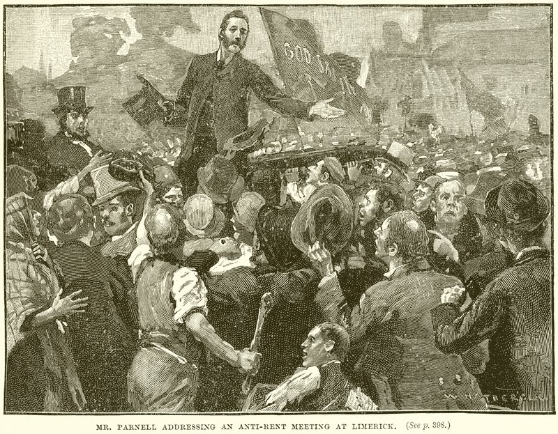 El Sr. Parnell dirigiéndose a una reunión anti-renta en Limerick de English School