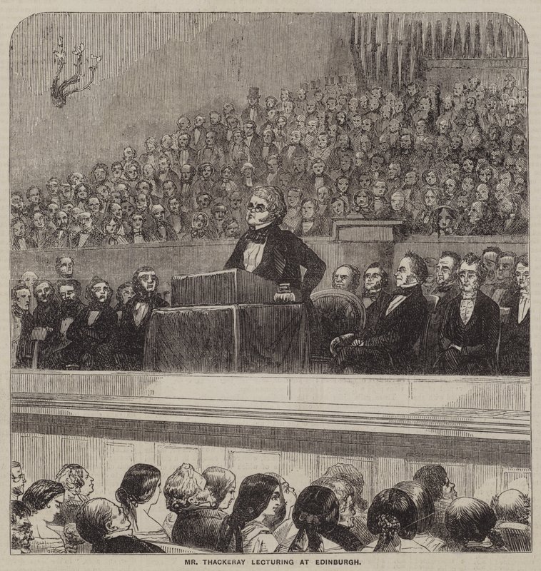 El Sr. Thackeray dando una conferencia en Edimburgo de English School