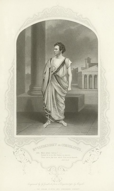 Sr. Vandenhoff como Coriolano, Coriolano, Acto II, escena III de English School