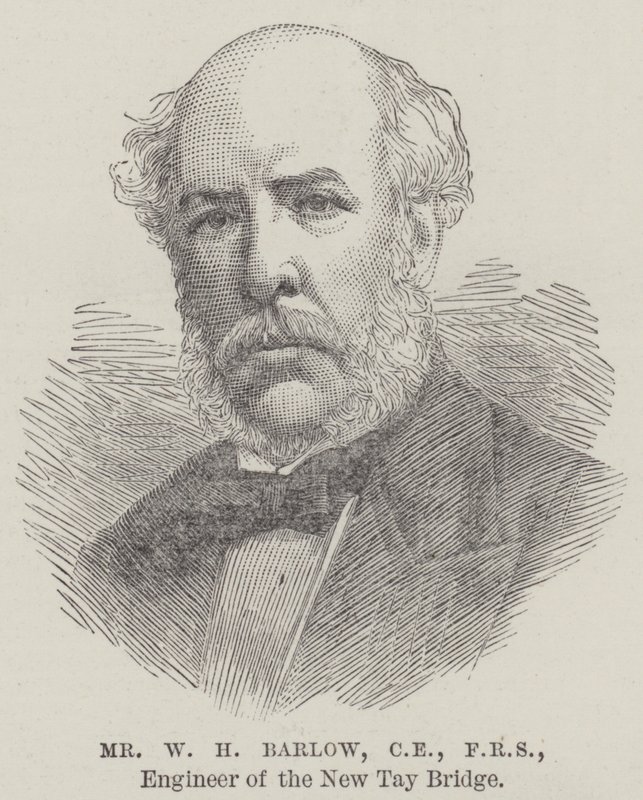 Sr. W H Barlow, CE, FRS, Ingeniero del Nuevo Puente de Tay (grabado) de English School