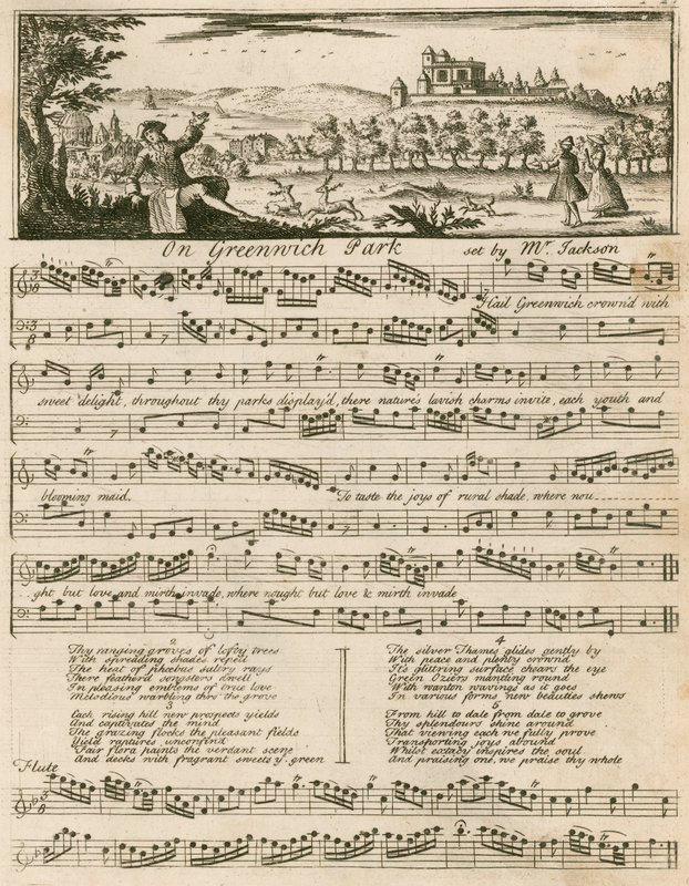 Partitura musical: En el Parque de Greenwich, compuesta por el Sr. Jackson de English School