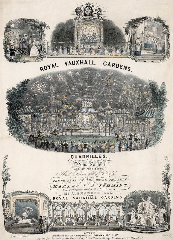 Partitura musical para Royal Vauxhall Gardens Quadrilles por Charles F A Schmidt de English School