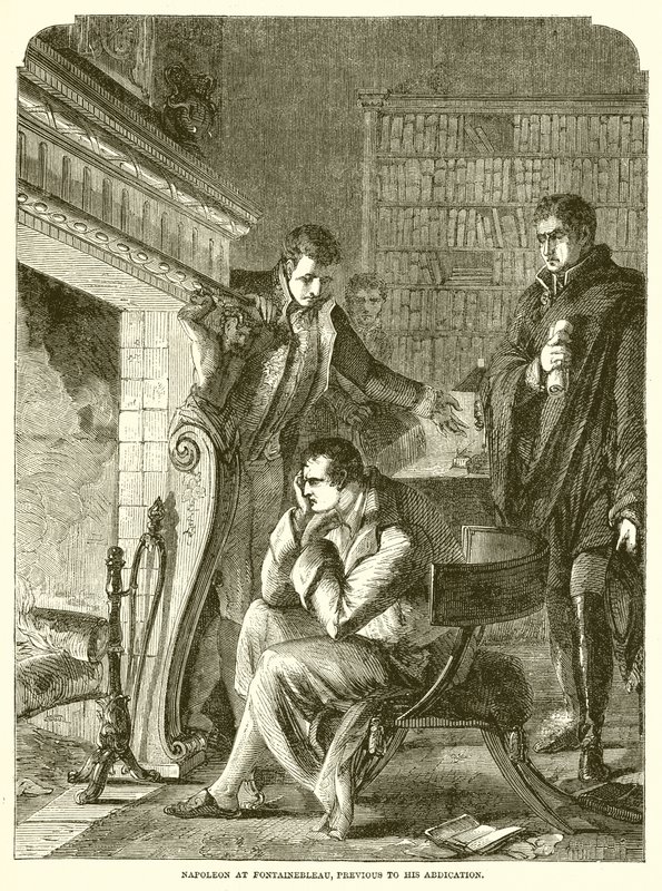 Napoleón en Fontainebleau, antes de su abdicación de English School