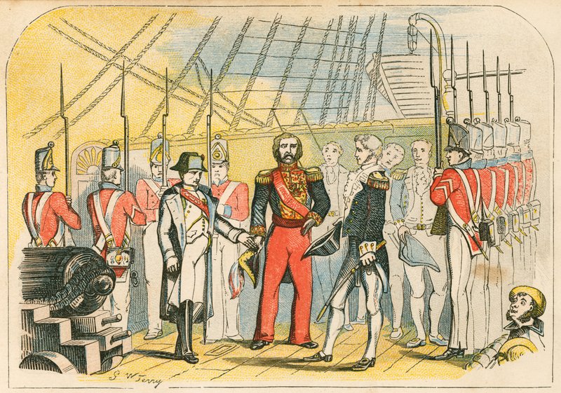 Napoleón rindiéndose a los ingleses de English School