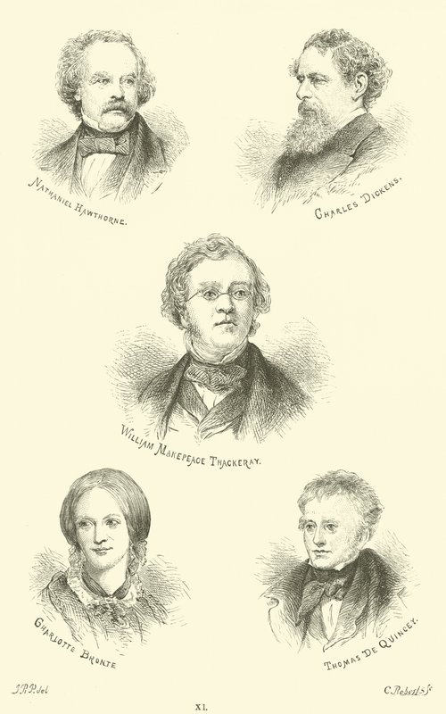 Nathaniel Hawthorne, Charles Dickens, William Makepeace Thackeray, Charlotte Bronte, Thomas De Quincey de English School