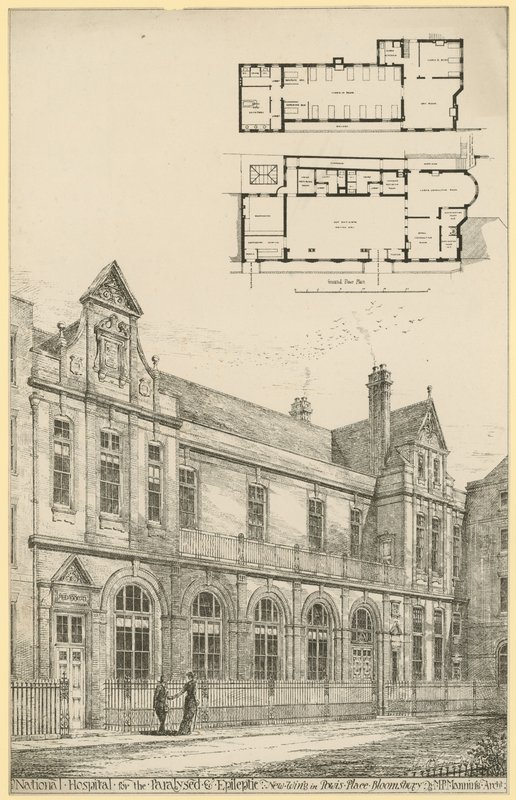 Hospital Nacional para Paralíticos y Epilépticos: nueva ala en Powis Place, Bloomsbury de English School