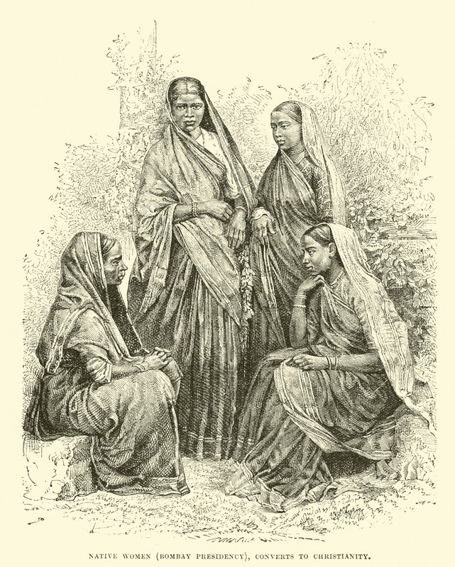 Mujeres nativas (Presidencia de Bombay), convertidas al cristianismo de English School