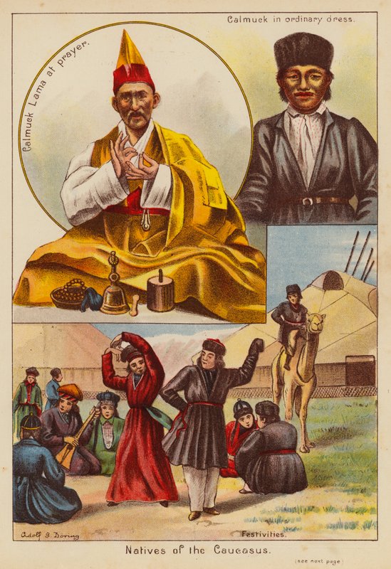 Nativos del Cáucaso (litografía en color) de English School