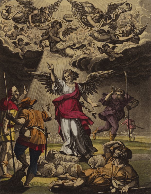 Natividad de Cristo anunciada (litografia en color) de English School