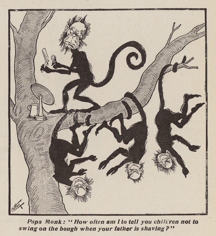 Monos traviesos (litografía) de English School