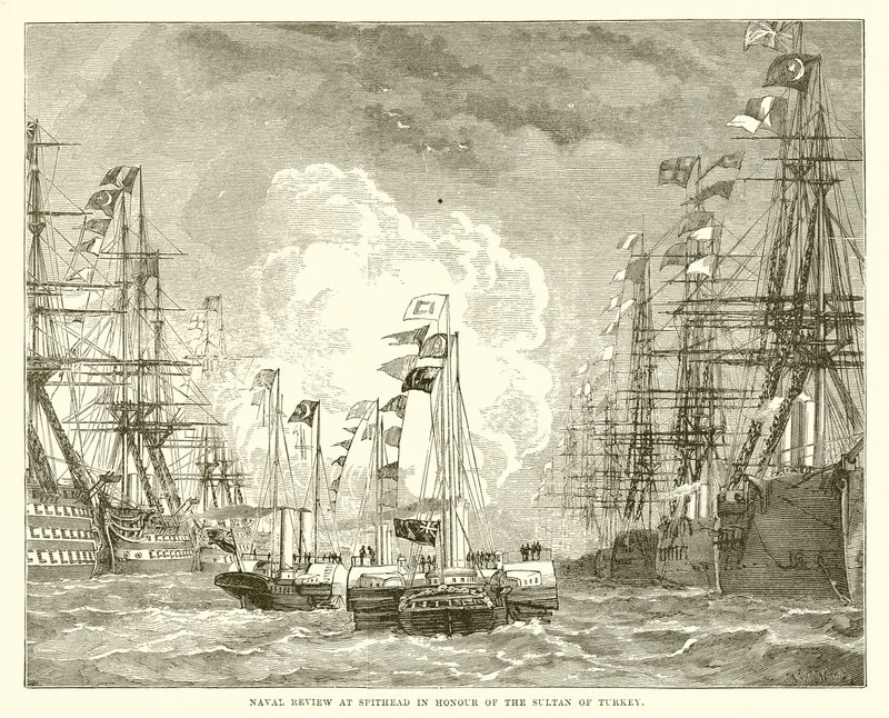 Revisión naval en Spithead en honor del Sultán de Turquía de English School