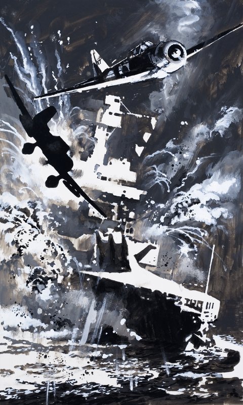 Escena de batalla naval de English School