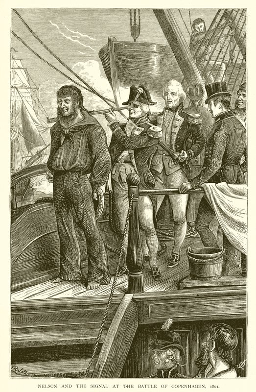 Nelson y la señal en la batalla de Copenhague, 1801 de English School