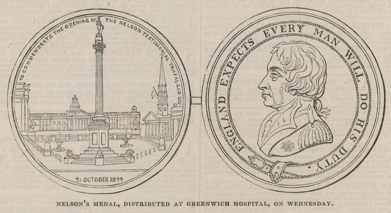 Medalla de Nelson, distribuida en el Hospital de Greenwich de English School