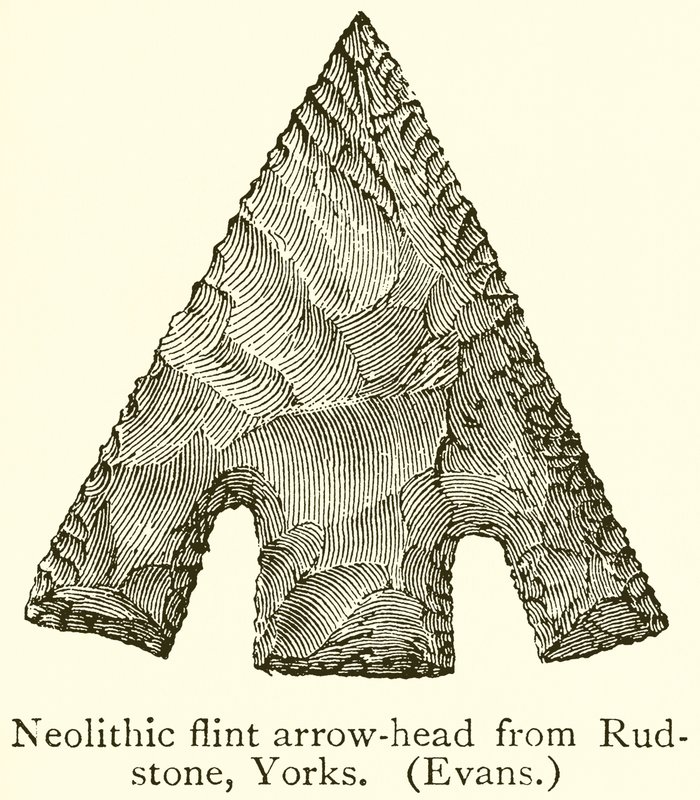 Punta de flecha de sílex neolítica de Rudstone, Yorks. (Evans) de English School