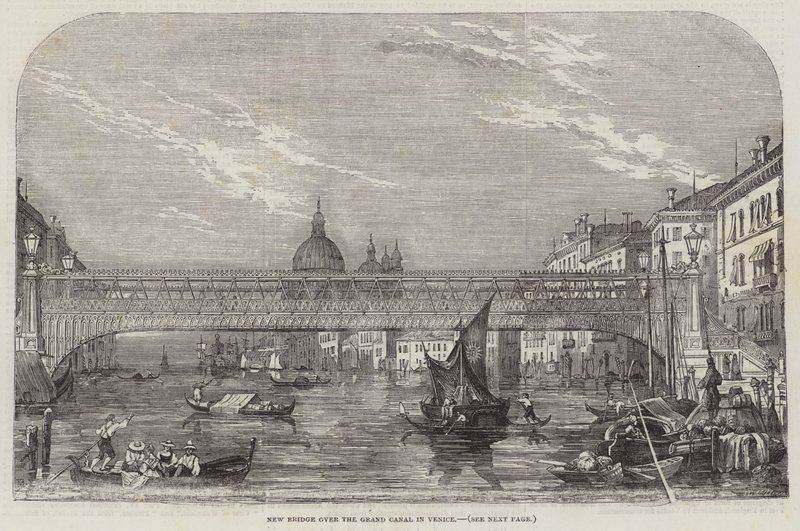 Nuevo Puente sobre el Gran Canal en Venecia (grabado) de English School