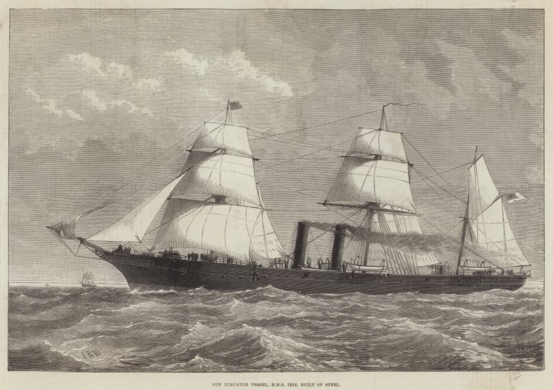 Nuevo buque de despacho, HMS Iris, construido de acero de English School