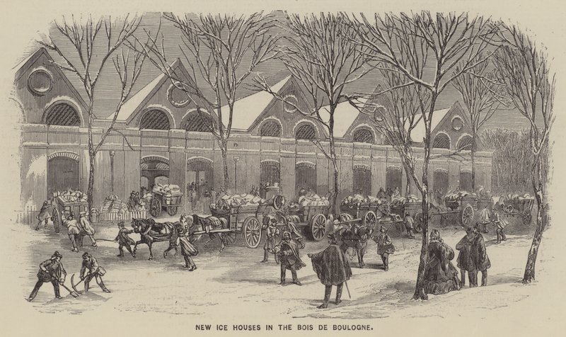 Nuevas casas de hielo en el Bois de Boulogne (grabado) de English School