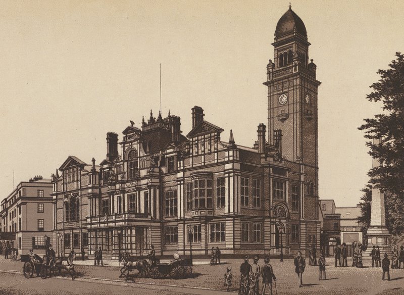 Nuevo Ayuntamiento, Leamington (litografía) de English School