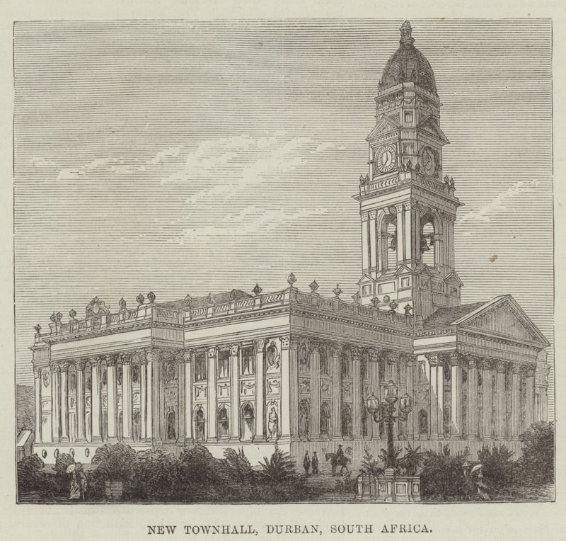Nuevo Ayuntamiento, Durban, Sudáfrica (grabado) de English School