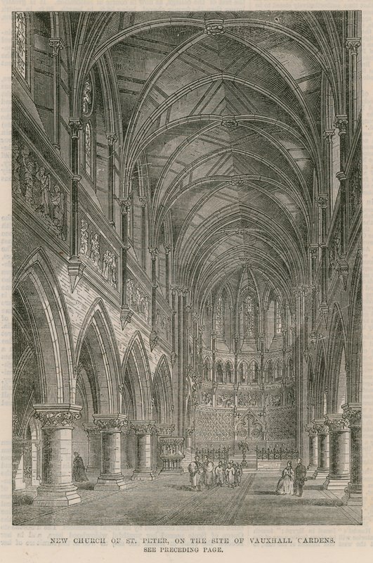 Nueva iglesia de San Pedro en el sitio de los Jardines de Vauxhall de English School