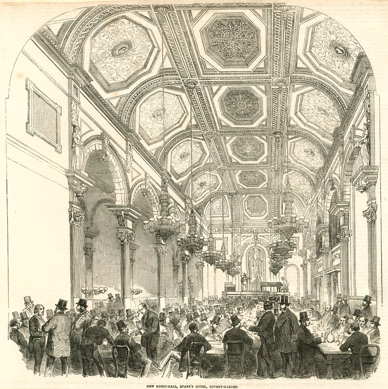 Nuevo salón de música, Evans Hotel, Covent Garden, Londres de English School