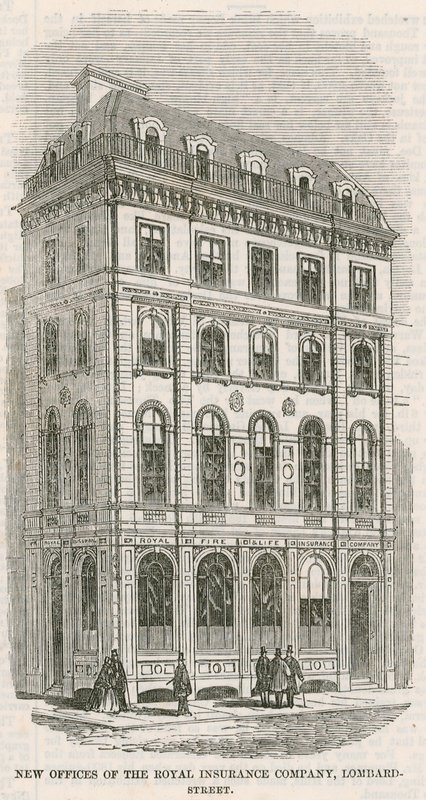 Nuevas oficinas de la Royal Insurance Company, Lombard Street, Londres de English School