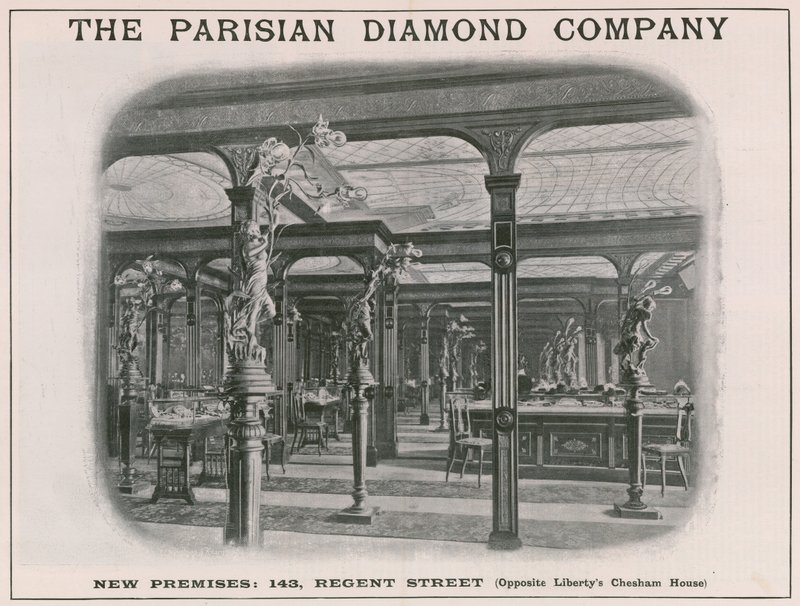 Nuevas instalaciones de The Parisian Diamond Company, 143 Regent Street, Londres de English School