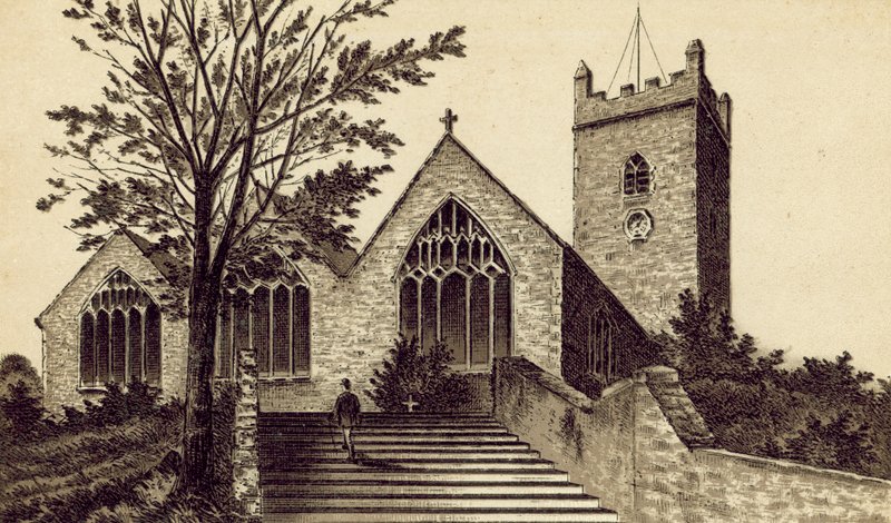 North Devon: Iglesia Parroquial de Ilfracombe, Holy Trinity (litografía) de English School