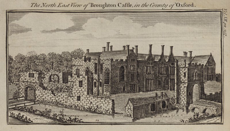 Vista noreste del Castillo de Broughton, Oxfordshire de English School