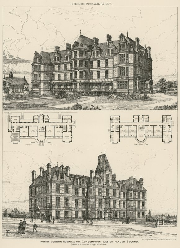 Hospital del Norte de Londres para el Consumo, diseño que quedó en segundo lugar de English School