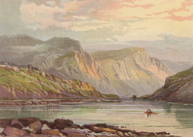 Norte de Gales, Llyn Ogwen (litografia en color) de English School