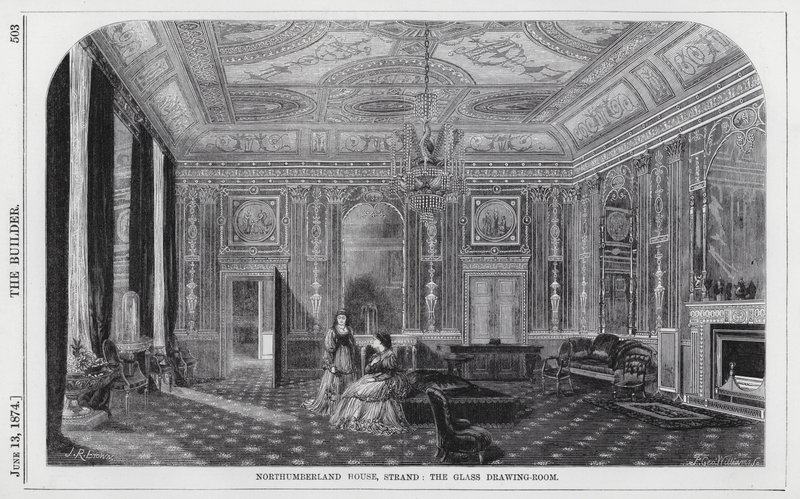Casa Northumberland, Strand, la sala de dibujo de vidrio (grabado) de English School