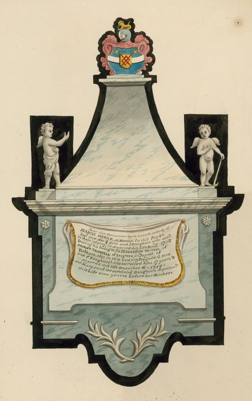 Cementerio de Norwood; tumba de Francis Merick de Norcut, fallecido en 1702 de English School