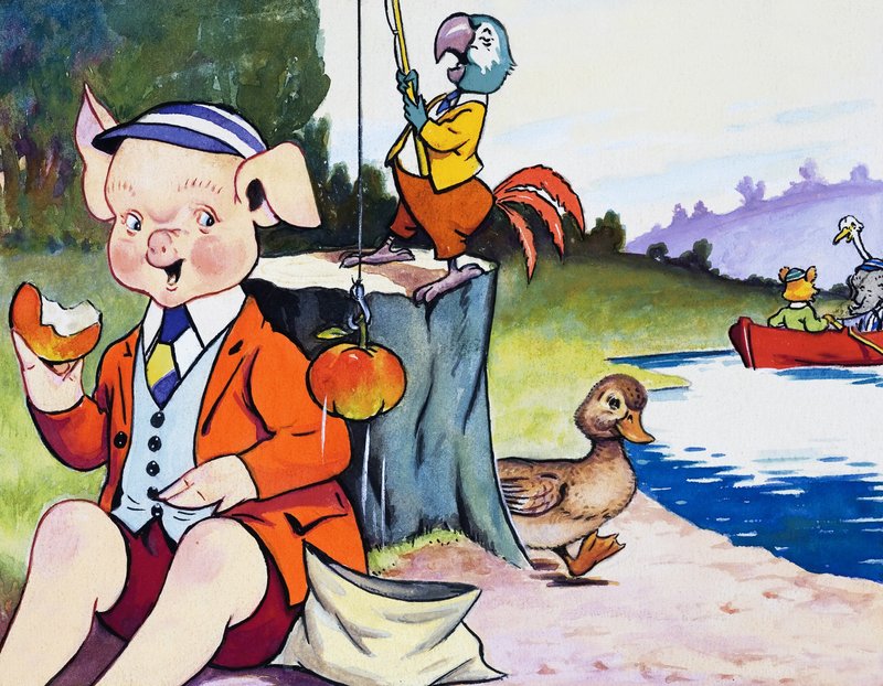 Animales de la guardería pescando de English School