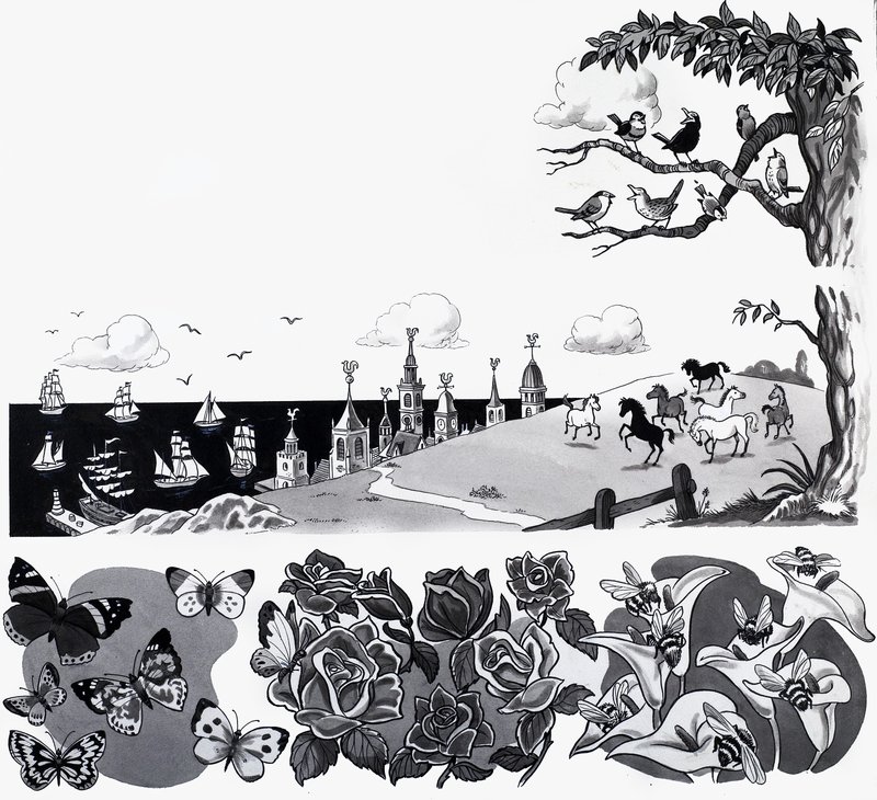 Ilustración de rima infantil de English School