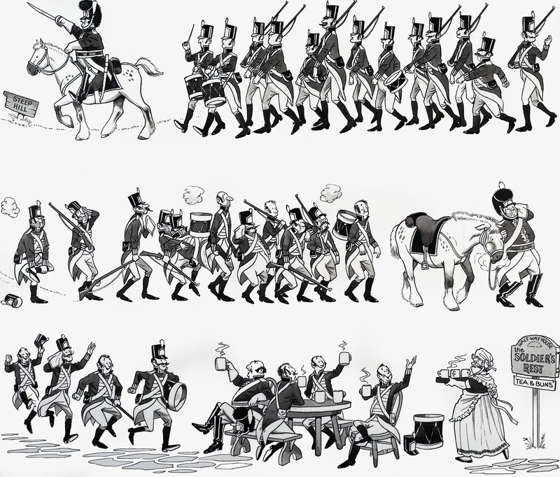 Ilustración de la rima infantil: El Gran Duque de York de English School