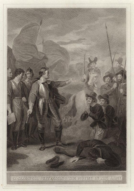 Oliver Cromwell suprimiendo el motín en el ejército de English School