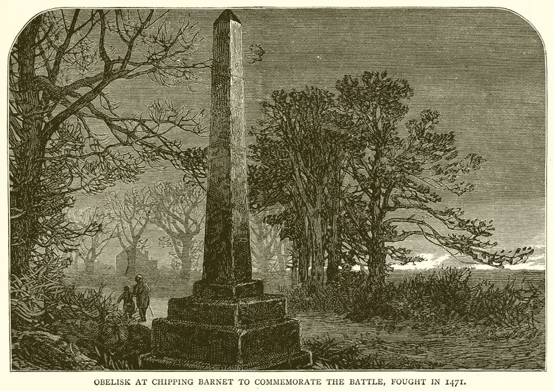 Obelisco en Chipping Barnet para conmemorar la batalla, librada en 1471 de English School